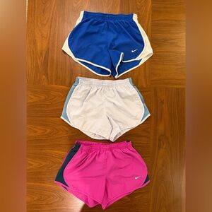 Nike Dri-FIT Athletic Shorts in Blue and Bright Pink Set of 3 Girls Size Medium